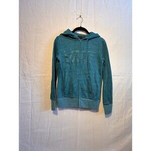 Vans Full Zip Hoodie Women XS Teal Blue Heather Logo Sweatshirt